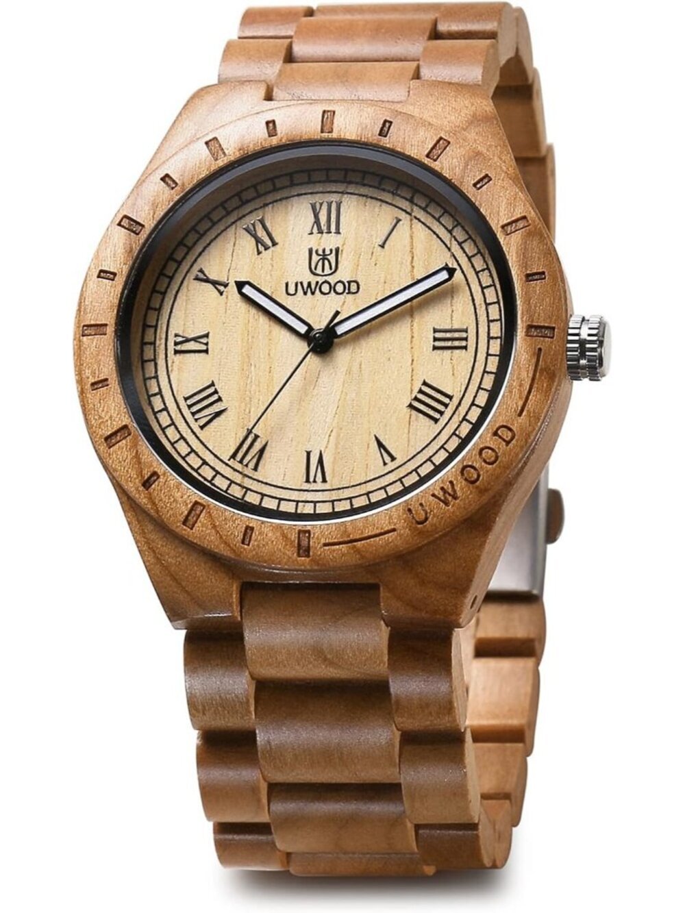 Men's Brown Handmade Sandalwood Analog Quartz Vintage Unique Wrist Wooden Watch